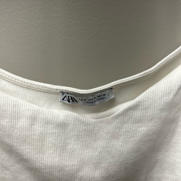 Zara White Puffer Sleeve Cropped Top - Picture 3 of 4